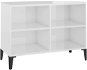 TV asztal SHUMEE fém lábakkal, fehér, magasfényű 69,5 × 30 × 50 cm - TV stolek