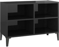 SHUMEE s kovovými nohami černý vysoký lesk 69,5 × 30 × 50 cm - TV stolek