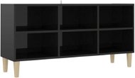 SHUMEE masívne drevené nohy vysoký lesk čierny 103,5 × 30 × 50 cm - TV stolík