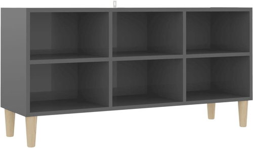 SHUMEE masivní dřevěné nohy vysoký lesk šedý 103,5 × 30 × 50 cm - TV stolek - Main image