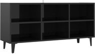 SHUMEE s kovovými nohami černý vysoký lesk 103,5 × 30 × 50 cm - TV stolek