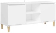 TV stolík SHUMEE s masívnymi drevenými nohami biely 103,5 × 35 × 50 cm - TV stolek