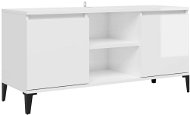 SHUMEE s kovovými nohami biely vysoký lesk 103,5 × 35 × 50 cm - TV stolík