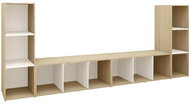 SHUMEE 4 ks bílá a dub sonoma, 107 × 35 × 37 cm - Obývací stěna