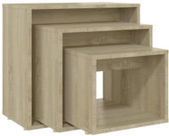 SHUMEE hnízdový 3 ks dub sonoma, dřevotříska - Side Table