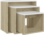 SHUMEE hnízdový 3 ks bílý a dub sonoma, dřevotříska - Side Table