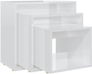 SHUMEE hnízdový 3 ks bílý s vysokým leskem, dřevotříska - Side Table