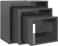 SHUMEE hnízdový 3 ks šedý s vysokým leskem, dřevotříska - Side Table