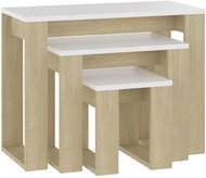SHUMEE 2 hnízdový 3 ks dub sonoma a bílý, dřevotříska - Side Table