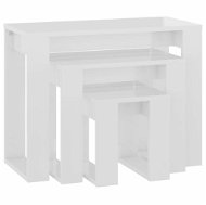 Odkládací stolek SHUMEE 2 hnízdový 3 ks bílý s vysokým leskem, dřevotříska - Odkládací stolek