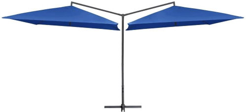 Double Parasol with Steel Rod 250 x 250cm Cyan - Sun Umbrella - Main image