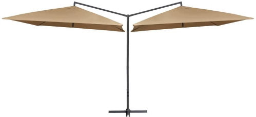 Double Parasol with Steel Rod 250 x 250cm Taupe - Sun Umbrella - Main image