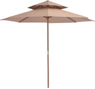 Two-storey Sun umbrella with a Wooden Rod 270cm Colour Taupe - Sun Umbrella
