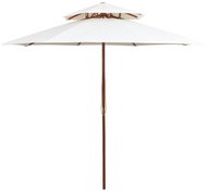 Two-storey Sun Umbrell with Wooden Rod, 270x270cm, Creamy White - Sun Umbrella
