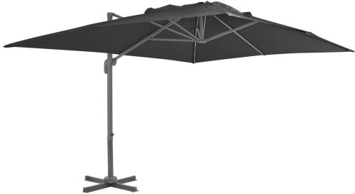 Cantilever Parasol with Aluminium Rod 4 x 3m Black - Sun Umbrella - Main image