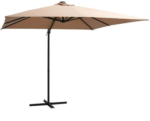 Cantilever Parasol with LED Lights Steel Bar 250 x 250cm Taupe - Sun Umbrella - Main image