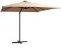 Cantilever Parasol with LED Lights Steel Bar 250 x 250cm Taupe - Sun Umbrella