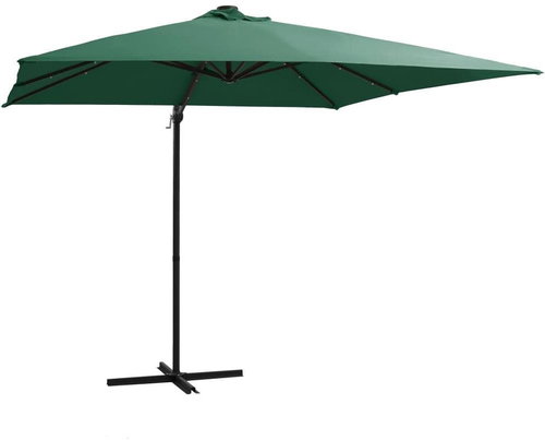 Cantilever Umbrella with LED Lights Steel Bar 250x250cm Green - Sun Umbrella - Main image