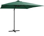 Cantilever Umbrella with LED Lights Steel Bar 250x250cm Green - Sun Umbrella