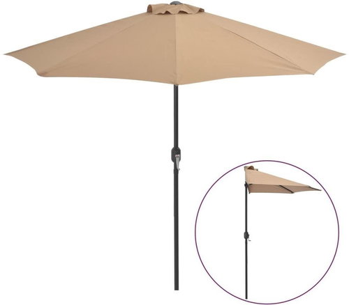 Parasol on the Balcony Aluminium Rod Taupe 270 x 135cm Semicircle - Sun Umbrella - Main image