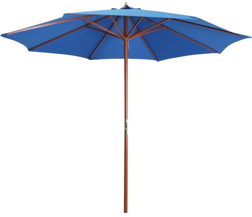 Parasol with a Wooden Stick 300 x 258cm Blue - Sun Umbrella - Main image