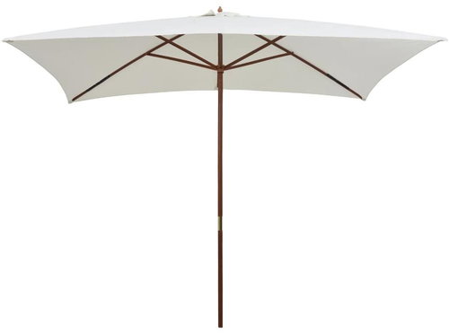 Parasol with a Wooden Stick, 200x300cm, Creamy White - Sun Umbrella - Main image