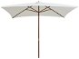 Parasol with a Wooden Stick, 200x300cm, Creamy White - Sun Umbrella