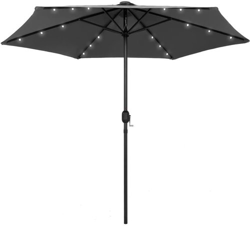 Parasol with LED Lights and Aluminium Rod 270cm Anthracite - Sun Umbrella - Main image