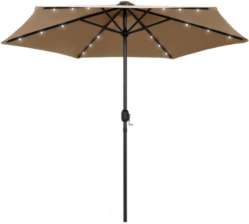 Parasol with LED Lights Aluminium Rod 270cm Taupe - Sun Umbrella - Main image