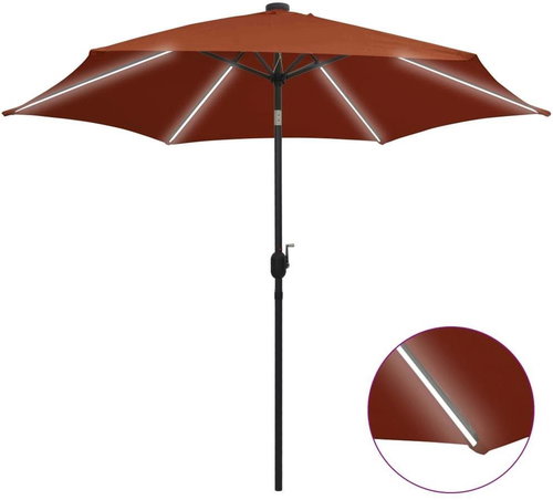 Parasol with LED Lights Aluminium Rod 300cm Brick - Sun Umbrella - Main image