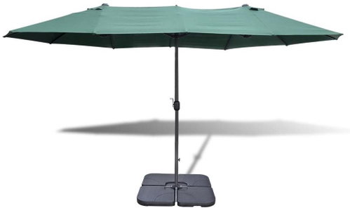 Parasol with Portable Base 2.7 x 4.6m Aluminium, Green - Sun Umbrella - Main image