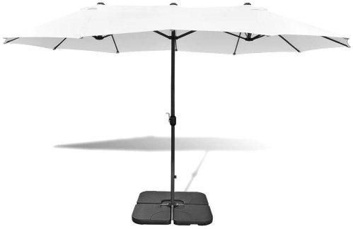 Parasol with a Portable Base 2.7x4.6m Aluminium, Sand White - Sun Umbrella - Main image