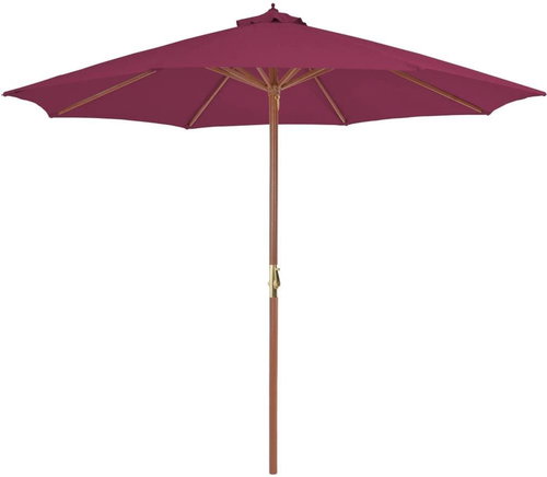 Garden Umbrella with Wooden Stick 300cm Burgundy - Sun Umbrella - Main image