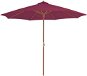 Garden Umbrella with Wooden Stick 300cm Burgundy - Sun Umbrella
