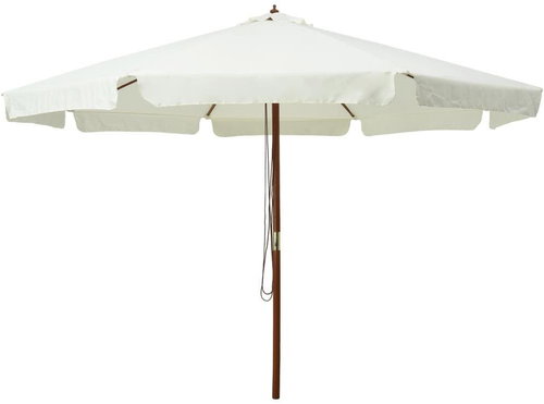 Garden Umbrella with Wooden Rod 330cm Sand White - Sun Umbrella - Main image