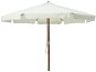 Garden Umbrella with Wooden Rod 330cm Sand White - Sun Umbrella