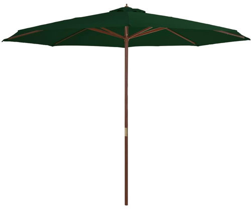 Garden Umbrella with Wooden Rod Green 350cm - Sun Umbrella - Main image