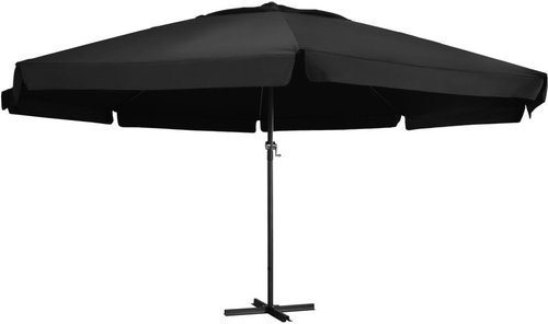 Garden Umbrella with Aluminium Rod 600cm Black - Sun Umbrella - Main image