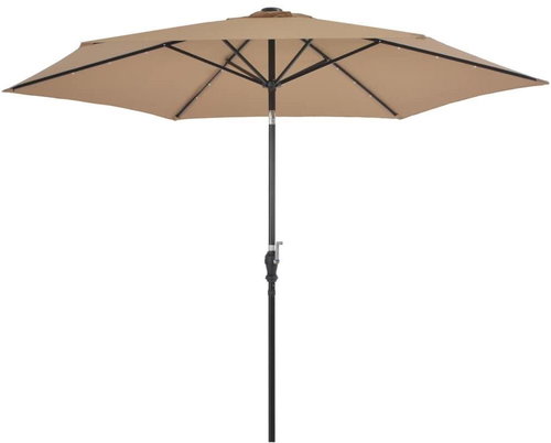 Garden Umbrella with LED Lights Steel Rod 300cm Colour Taupe - Sun Umbrella - Main image