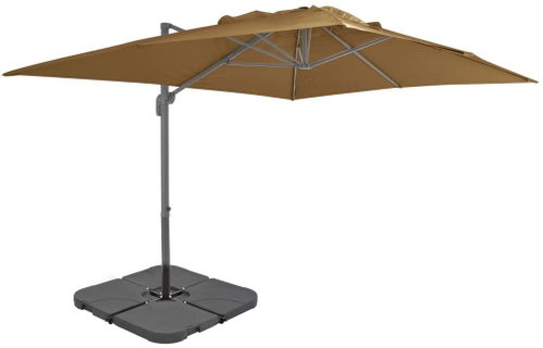 Garden Umbrella with Portable Stand Taupe 4 x 3 x 2.68m (L x W x H) - Sun Umbrella - Main image