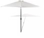 Parasol Sand White 3m with Steel Rod - Sun Umbrella