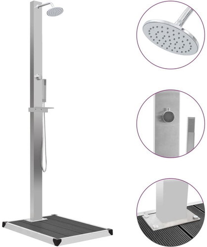 Garden shower with tray WPC stainless steel - Garden Shower - Main image