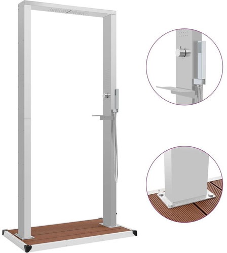 Garden shower with tray WPC stainless steel - Garden Shower - Main image