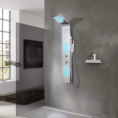 Shower Panel Set, Stainless-steel, Rounded - Shower Panel - Main image