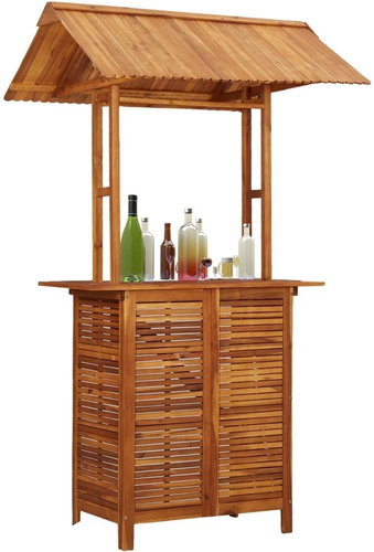 Garden bar table with a roof 122x106x217 cm massive acacia - Garden Table - Main image