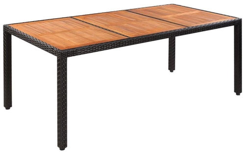 Garden Table 190x90x75cm Polyrattan and Solid Acacia Wood - Garden Table - Main image