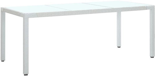 Garden Table White 190 x 90 x 75cm Polyratan - Garden Table - Main image