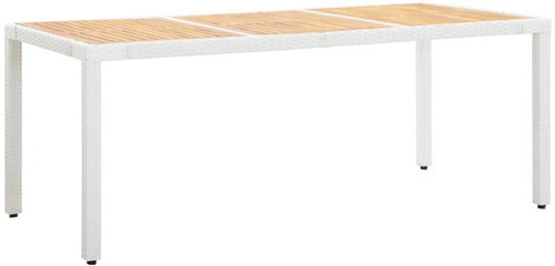 Garden Table White 190 x 90 x 75cm Polyrattan and Solid Acacia - Garden Table - Main image