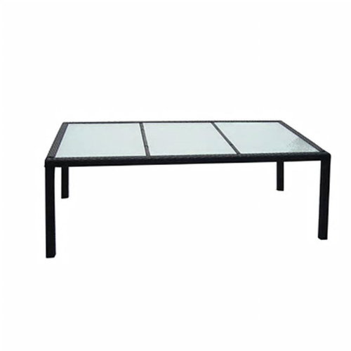 Garden Table Black 190 x 90 x 75cm Polyratan - Garden Table - Main image