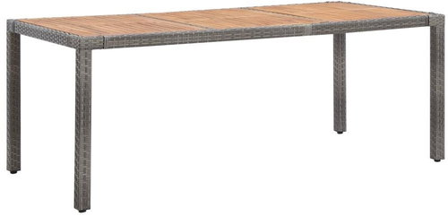 Garden Table Grey 190 x 90 x 75cm Polyrattan and Solid Acacia - Garden Table - Main image